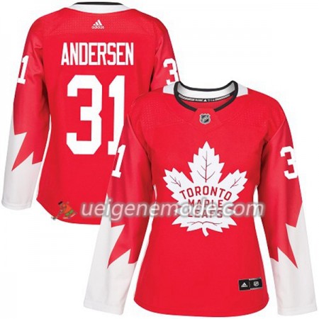 Dame Eishockey Toronto Maple Leafs Trikot Frederik Andersen 31 Adidas 2017-2018 Rot Alternate Authentic